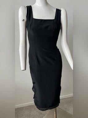 Vintage 1950s Slip Dress Black Lace Pinup Lingerie